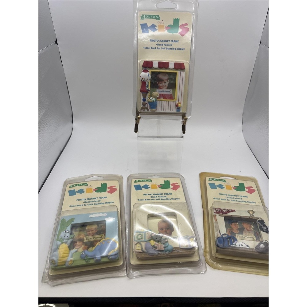 Vtg~Lot of 4~Holson Kids~Photo Magnet Frames~Easel for Self Standing Display
